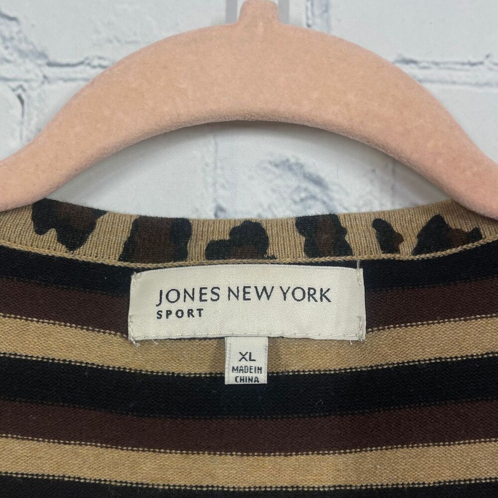 Jones New York Leopard Print Cardigan XL Casual Work Sweater Layering Chic - Picture 6 of 12